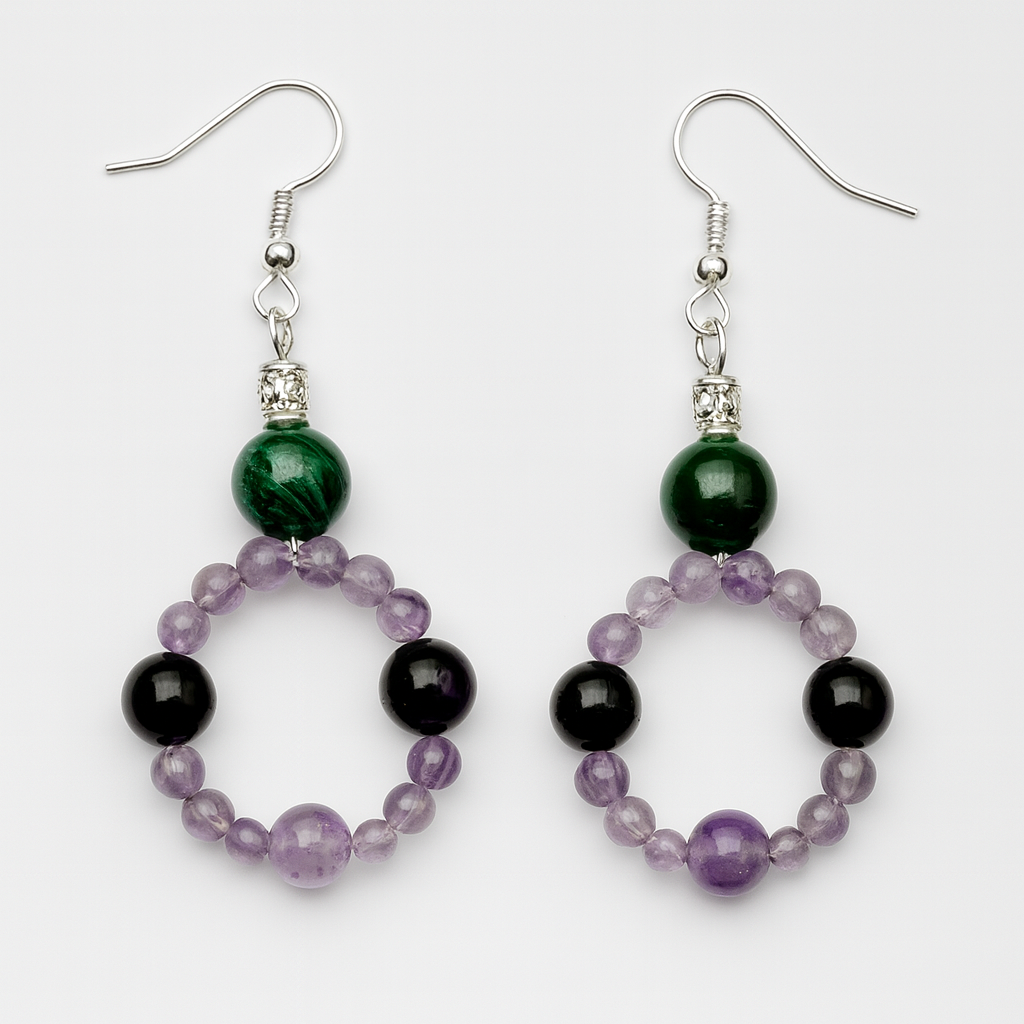 Boucles d'Oreilles "GRIMA" – Intuition & Mystère Nocturne